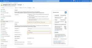 Azure Portal - PostgreSQL - Compute and Storage